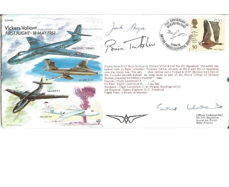 Sir George Robert Edwards, Jock Bryce, and Ernest Brian Trubshaw signed Vickers Valiant FDC EJA(S)2. Wildfowl and Wetlands Tr