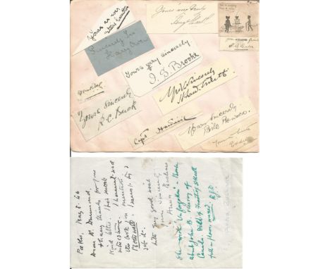 1800/1900s vintage autograph collection of approx. 20 letters, notes, signed pieces, fronts signed by dignitaries mostly not 