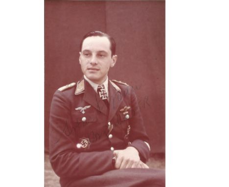 Luftwaffe ace Artur Pipan KC signed 6x4 colour portrait photo . Good Condition. All signed pieces come with a Certificate of 