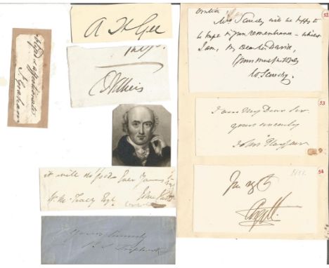 1800/1900s vintage autograph collection of approx. 70 letters, notes, signed pieces, fronts signed by dignitaries mostly not 