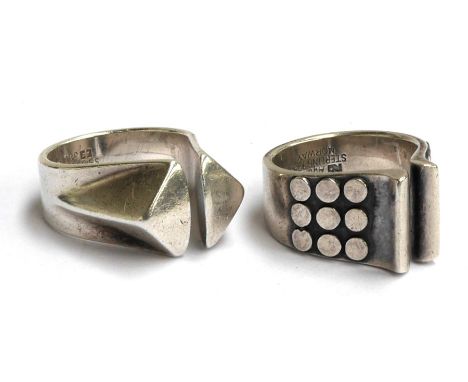 ANNA GRETA EKER - a 1960's silver torque form ring,  stamped N, AGE, +, STERLING, NORWAY, designed as a broad band with shape