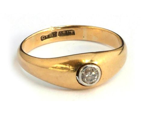 18ct ring set with a single brilliant cut diamond, size L, gross weight 2.95g