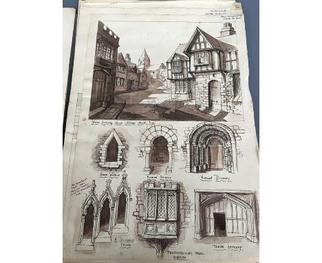 A portfolio of architectural sketches and studies, and others