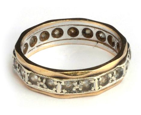 9ct full eternity ring set with white stones, size M, gross weight 3.2g