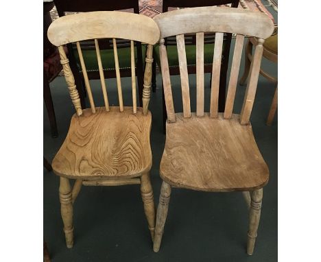 A stick back and a lathe back beech kitchen chair