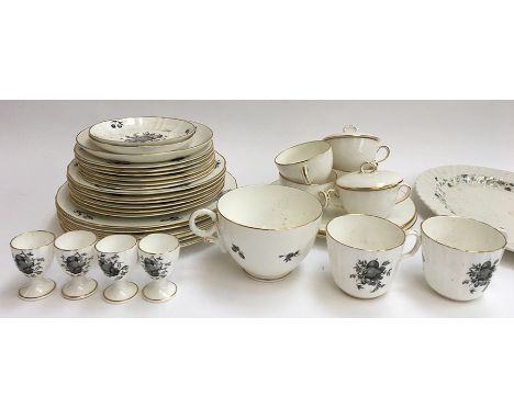 A Royal Worcester part dinner service, comprising six dining plates, six smaller plates, six side plates, a large saucer, two