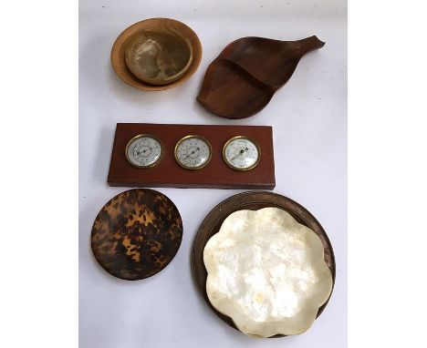 A Vantage weather station to include Weather Master barometer, thermometer, and hygrometer in hide and wood display case, tog