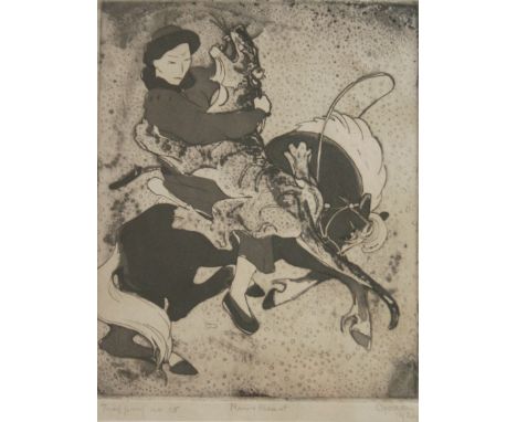 •OROVIDA CAMILLE PISSARRO (1893-1968) MAN & BEAST Etching with aquatint, 1924, signed, dated, inscribed with title and Trial 