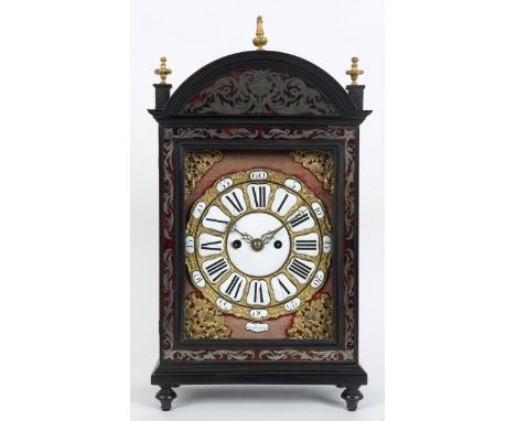 A 19TH CENTURY BOULLE BRACKET CLOCK by LEROY, the brass twin fusee movement with anchor escapement on an 8.5" gilt metal and 