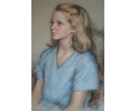 •DOROTHY COLLES (1917-2003) FOUR PORTRAITS, c.1984-1987: GIRL IN A BLUE BLOUSE [see illus.]; YOUNG LADY IN A BLUE BLOUSE; NIC