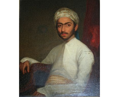 CIRCLE OF KWAN KIU CHEONG, called LAM QUA (1801-1860) PORTRAIT OF A MANDARIN; PORTRAIT OF AN INDIAN GENTLEMAN Two, oil on boa