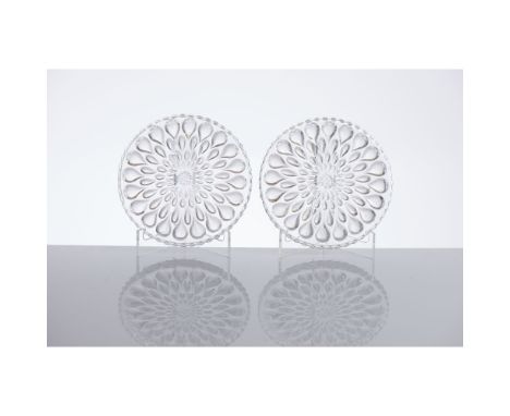 Pair of crystal wine coastersFrancePair of crystal wine coasters by BACCARAT model "Gouttes d’eau”Circular shape decorated wi