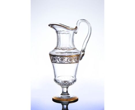 An important ewerFranceSAINT-LOUIS faceted and engraved crystal, Thistle model with gilt highlightsMarked(in excellent condit
