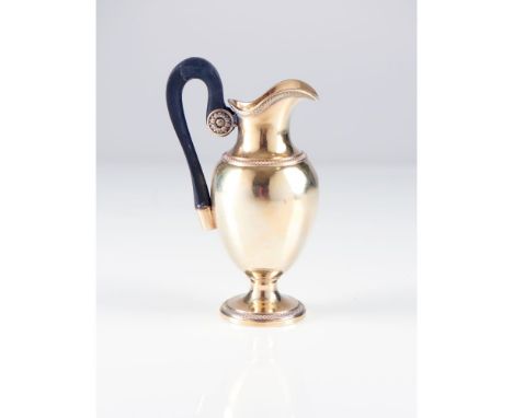 A milk jugFrench gilt silverMaker Jacques-Grégoire ROUSSEAU, of oval shape resting on stand with wooden handle of banded frie