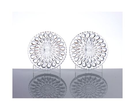 Pair of crystal wine coastersFrancePair of crystal wine coasters by BACCARAT model "Gouttes d’eau”Circular shape decorated wi