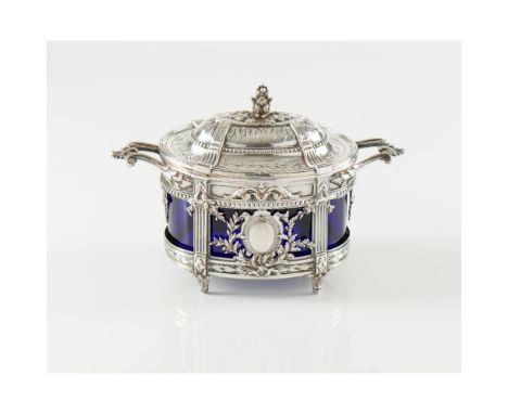 A Louis XVI sugar bowlFrench silver Oval shaped with two handles by maker Paul BOUTON &amp; Cie., the body of pierced decorat