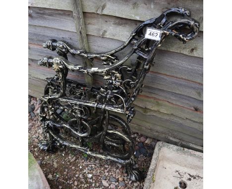 Pair of Coalbrookdale bench ends - Dog &amp; snake