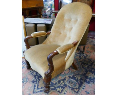 Button back mahogany framed antique chair
