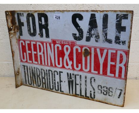 Vintage enamel double sided Geering and Colyer for sale sign