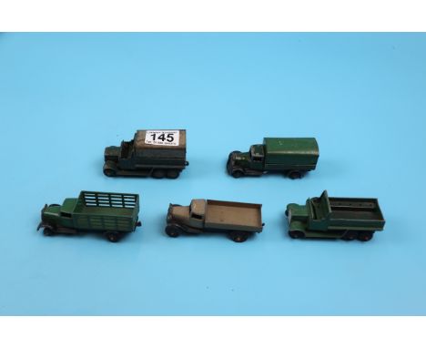 5 diecast Dinky trucks