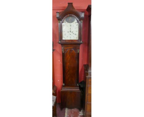 Mahogany, caddy top 8 day long case clock by Nichols of Ilse of Wight