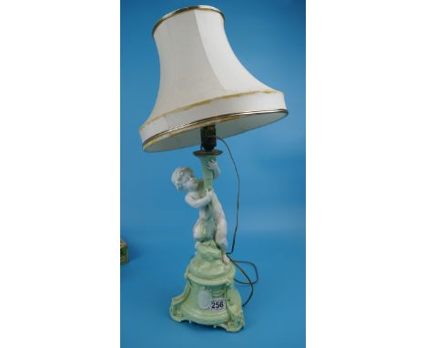 Ceramic cherub lamp - A/F