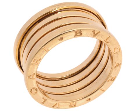 BULGARI - A 'B.zero1' Band Ring, the multi-layered band having sprung interior and signed on both sides "Bvlgari", mounted in