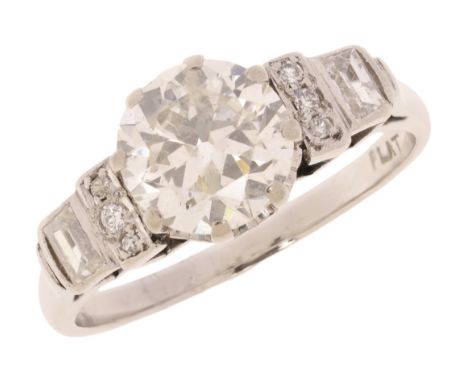 An Art Deco 1.4ct Single Stone Diamond Ring, circa 1920, claw set with a round transitional-cut diamond of approximately 1.40