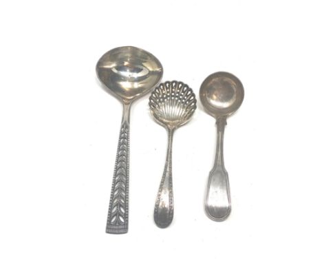 3 silver ladle spoons includes shifter spoon