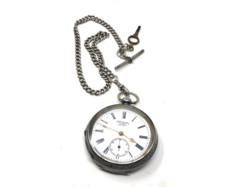 Antique silver pocket watch &amp; albert chain the watch by J.B Yabsley London albert chain hallmarked on every link the watc