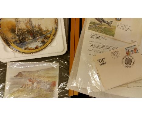 EPHEMERA, mixed selection, inc. The Battle of Trafalgar plate by Danbury Mint, prints from magazines, f/g (15), overmounted (