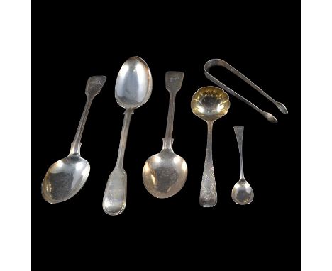 Georgian silver sauce ladle, John Millington, London, indistinct date mark, circa 1725-30, chased and engraved, three table s
