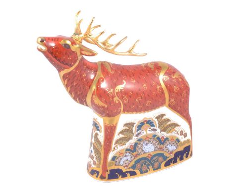 Royal Crown Derby - Sherwood Stag - a large limited edition paperweight figure, numbered 150 of 395, 23cm, boxed with certifi