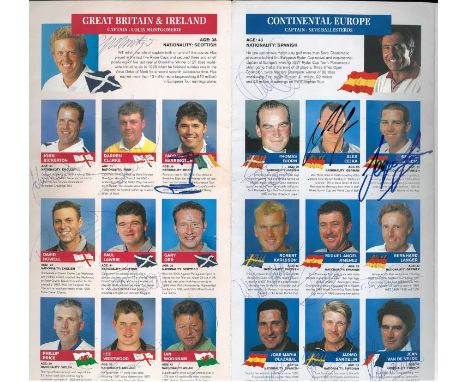 Golf memorabilia: a signed Seve Ballesteros Trophy 2000 drawsheet, held at Sunningdale Golf Club, signed by all of the player