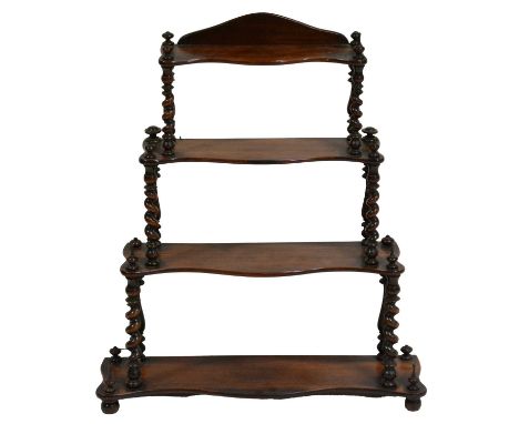 Victorian rosewood four-heights shelf unit, width 60cm, height 71cm.