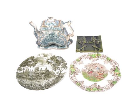 Printware Indian Empire scenes teapot, sardine box, cow butter dish and other ceramics.Qty: 1 boxCondition report:Empire scen