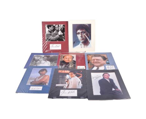 Hollywood actors: collection of mounted autographs including: Oliver Reed, signed black and white portrait, signature in gilt