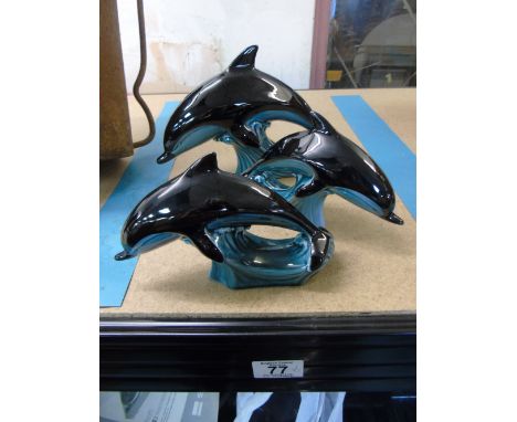 X 3 POOLE POTTERY DOLPHINS