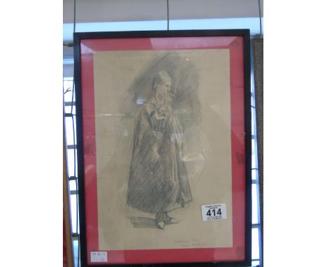 PENCIL SKETCH 'MOROCAN MAN' BY MARK HARKNESS 1925