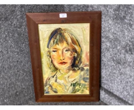 Antoni Sulek (1951-1988) - Portrait of a Lady signed and dated 73, oil on board 48 x 29cm