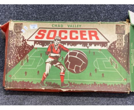 Vintage tin Chad Valley lever operated “soccer” game, with original box