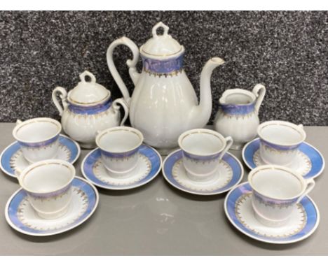 Zajecar Yugoslavia Porcelain Tea Set, Vintage 17 Pieces Unused