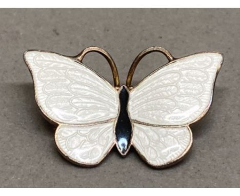 Volmer Bahner sterling silver and white enamel butterfly brooch 3.8g gross