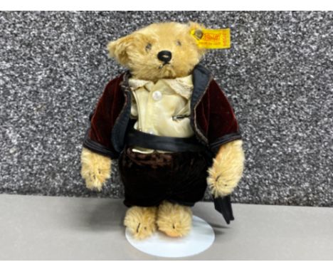 Vintage Steiff bear on stand with Steiff Button in ear - 0155/23 Ring Bear-er part of the Margaret Woodbury strong museum col