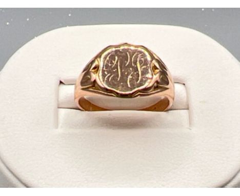 Vintage 9ct rose gold signet ring. 5.4g size O