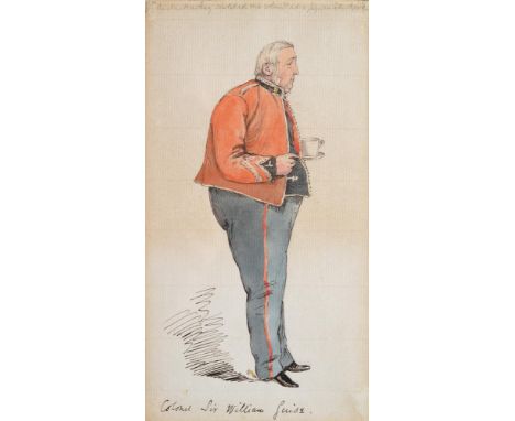 
	
		Lionel Grimston Fawkes (British 1849-1931)
		Portrait of Colonel Sir William Guise
		Pen and ink and watercolour 
		Insc