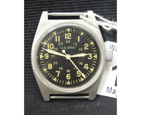 Vietnam War type US Army wristwatch with inscription Navigation Hack Watch Type A7 Over wound. P&amp;P Group 1 (£14+VAT for t