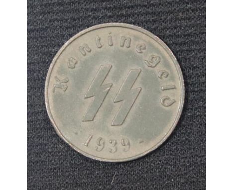 WWII style German Waffen SS 50 pfennig canteen token D: 25 mm. P&amp;P Group 1 (£14+VAT for the first lot and £1+VAT for subs