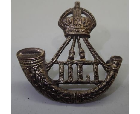 WWI type silver Durham Light Infantry cap badge. P&amp;P Group 1 (£14+VAT for the first lot and £1+VAT for subsequent lots) 