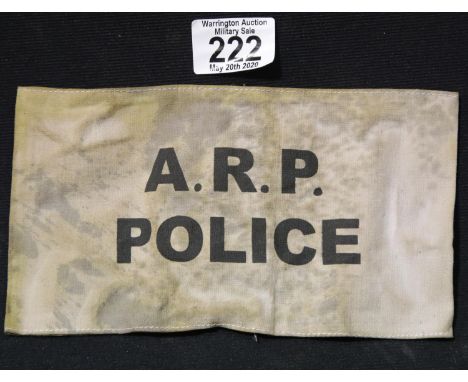 WWII ARP Police style armband. P&amp;P Group 1 (£14+VAT for the first lot and £1+VAT for subsequent lots) 